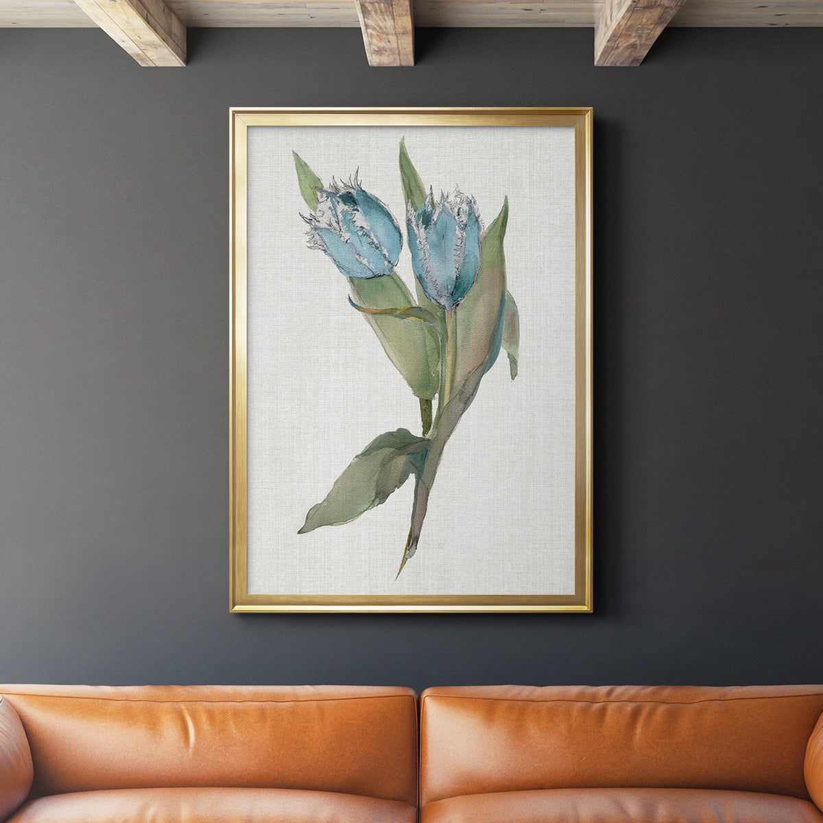 Blue Tulip Picks II - Modern Framed Canvas Print