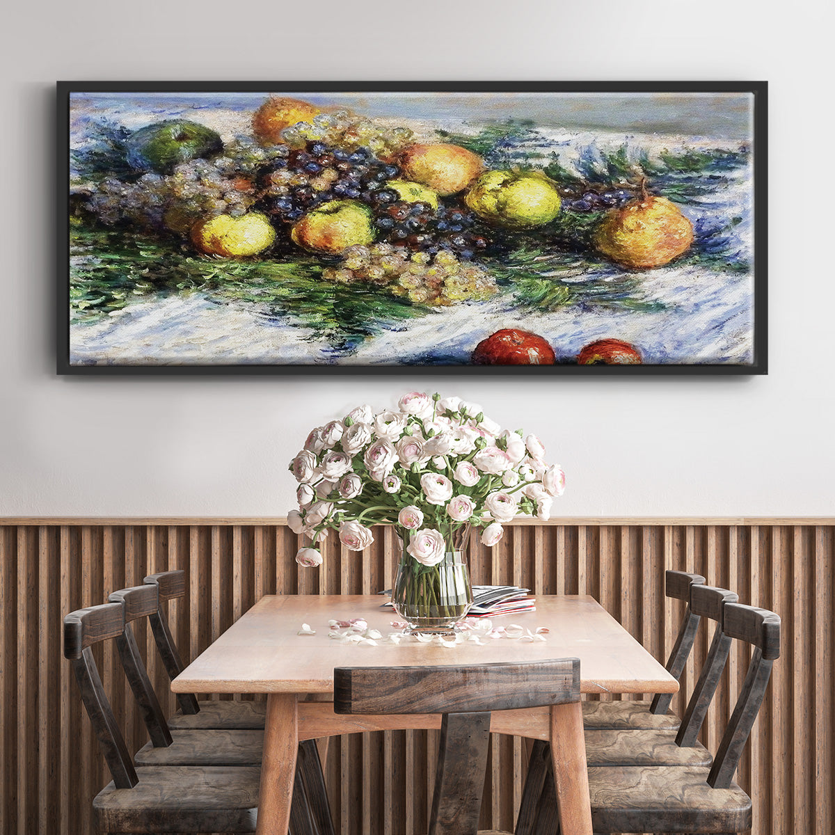Still Life with Pears and Grapes, 1880 - Floater Framed Canvas Print