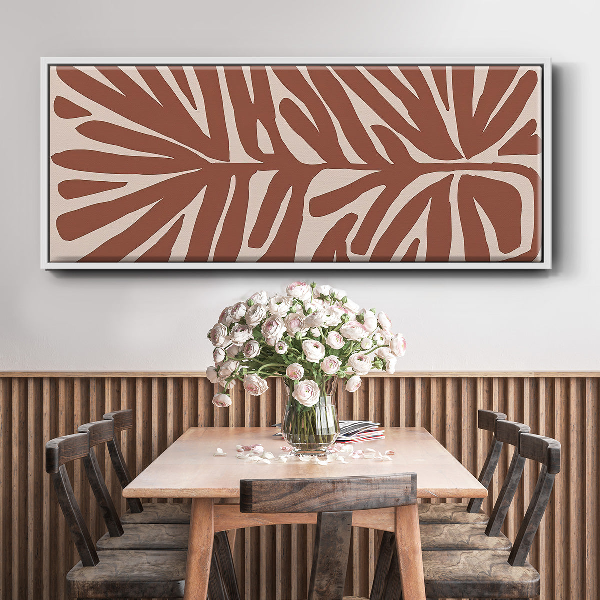 Terra Cotta Block Palms IV - Floater Framed Canvas Print