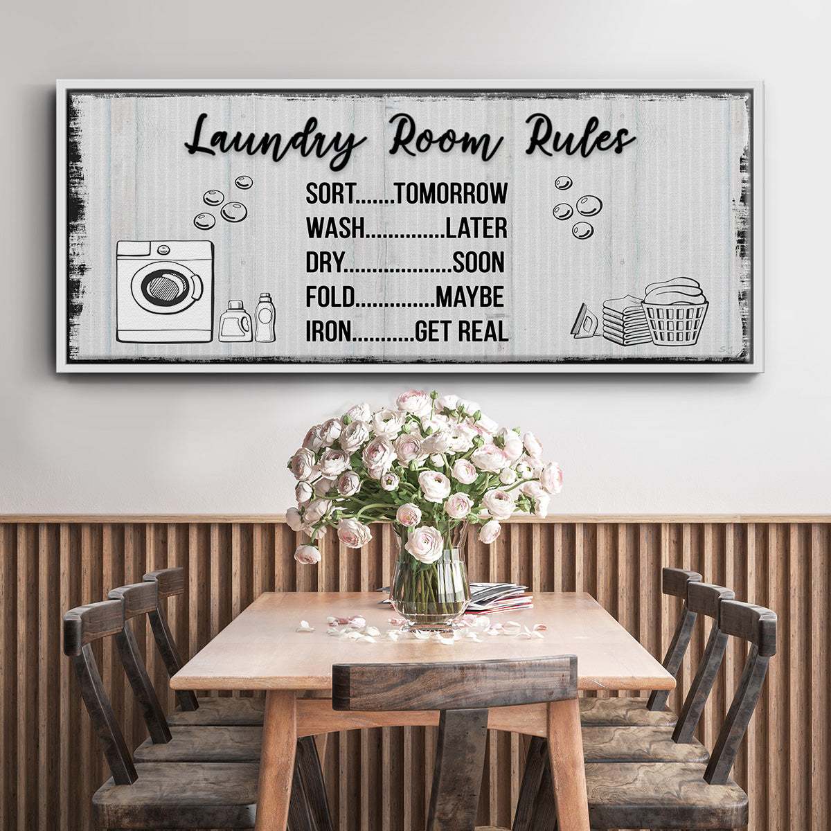 Laundry Room Rules - Floater Framed Canvas Print
