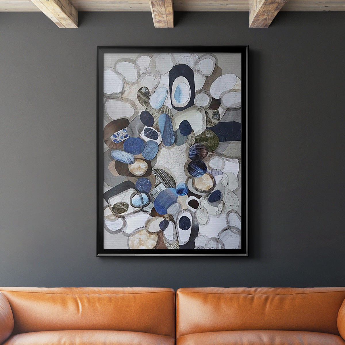 Santa Cruz Beach Stones - Modern Framed Canvas Print