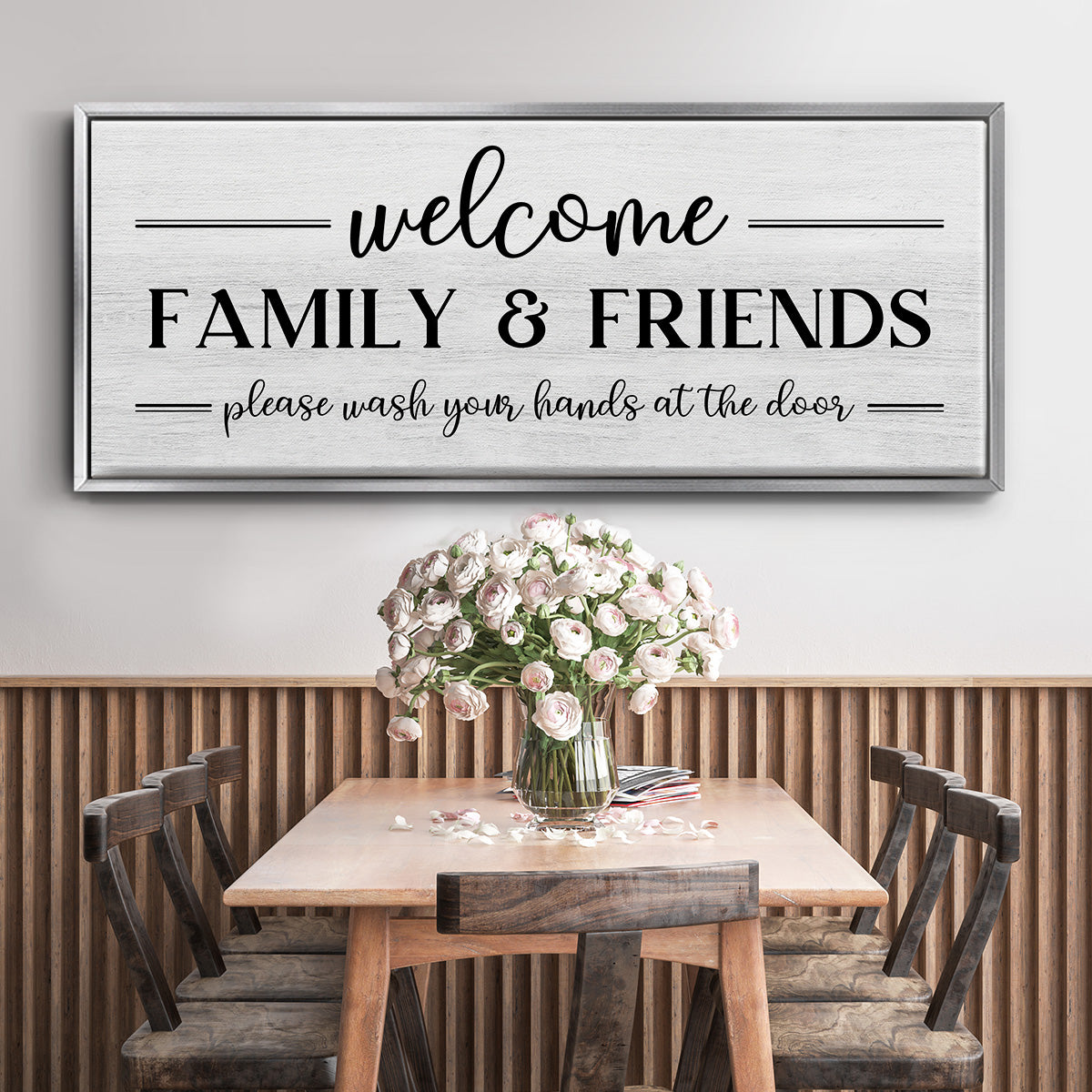 Welcome Family & Friends - Floater Framed Canvas Print