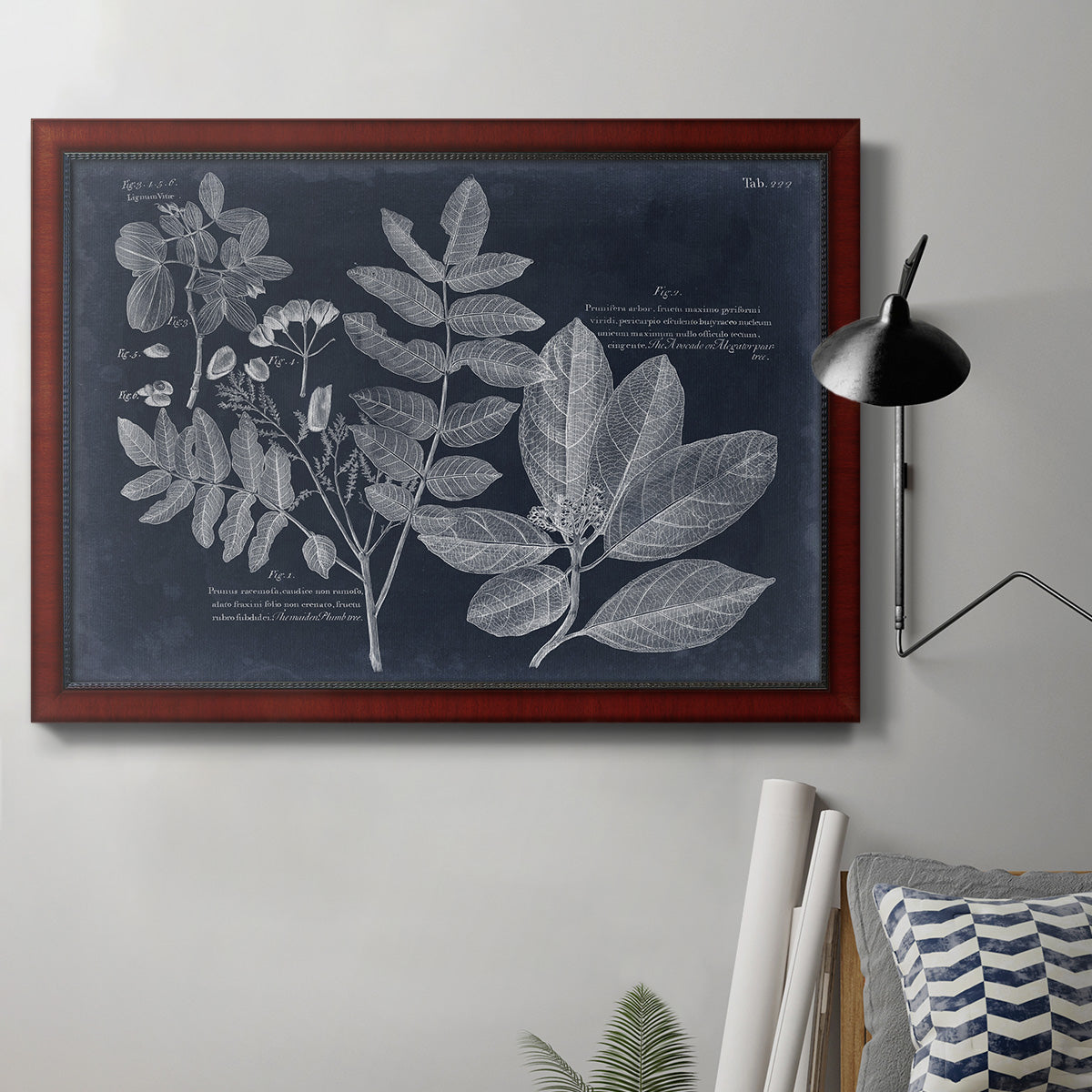 Foliage on Navy V Premium Framed Canvas- Ready to Hang