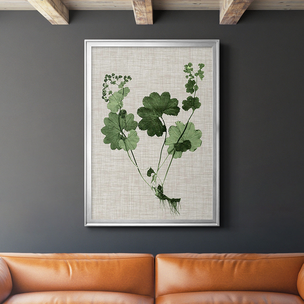 Forest Foliage on Linen I - Modern Framed Canvas Print