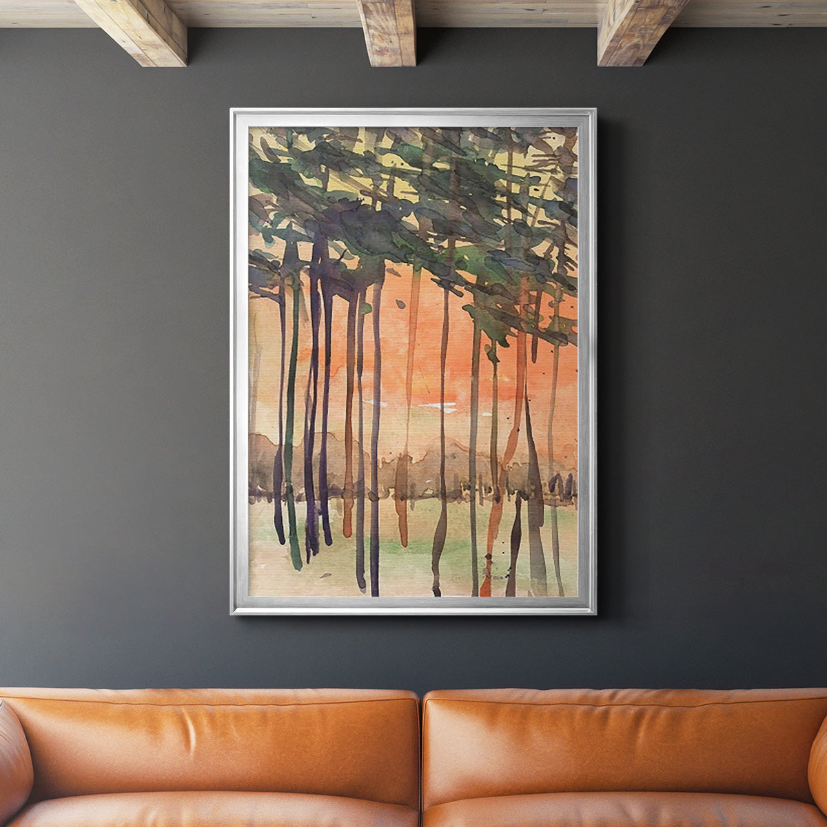 Between the Trees II - Modern Framed Canvas Print