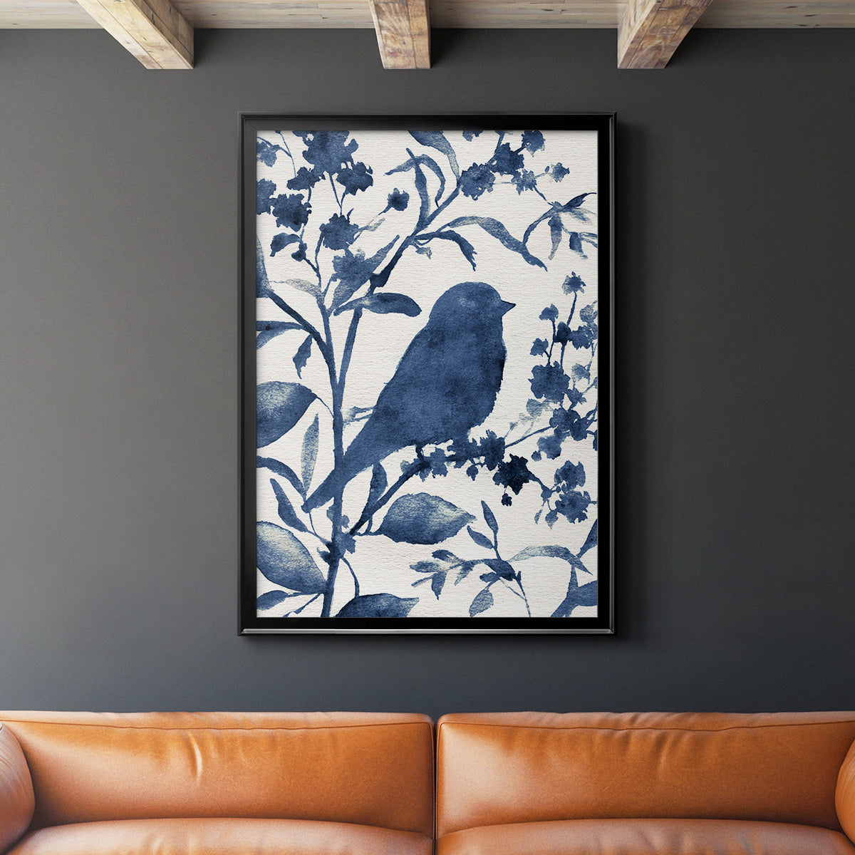 Bluebird Silhouette I - Modern Framed Canvas Print