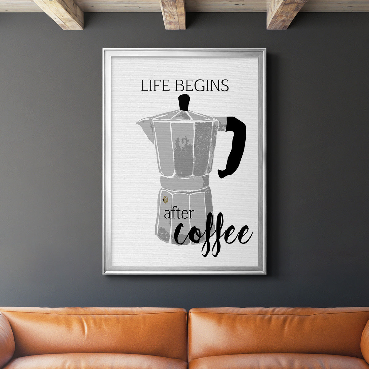 Begins After Coffee - Modern Framed Canvas Print