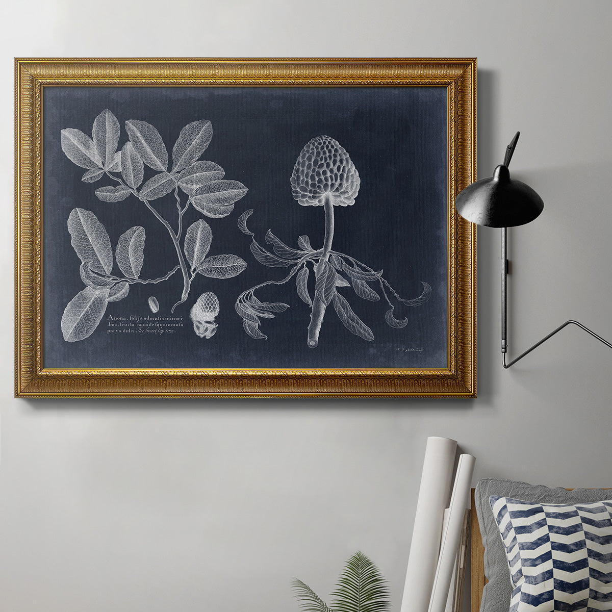 Foliage on Navy II Premium Framed Canvas- Ready to Hang