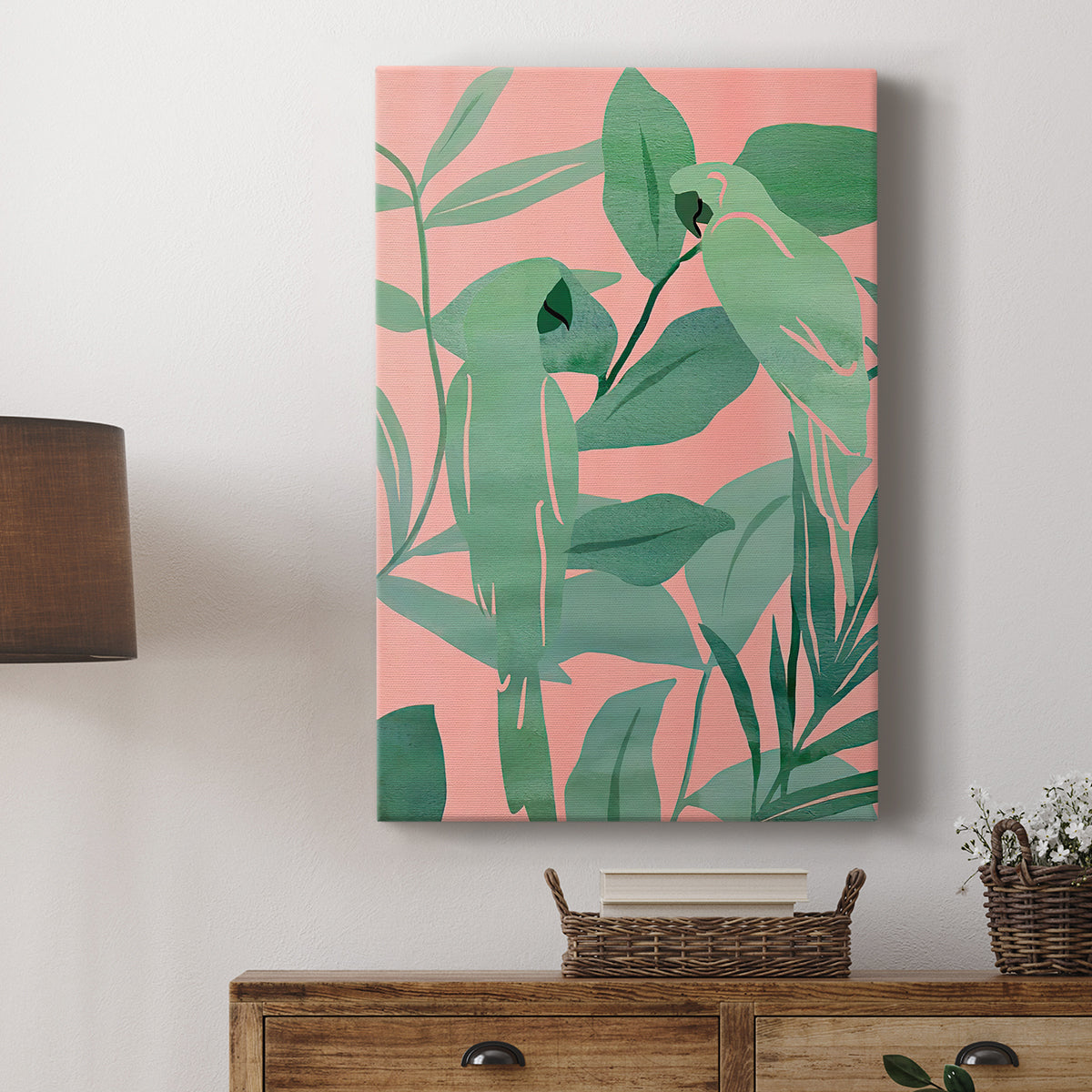 Pink and Green Birds of Paradise II - Canvas Art Print