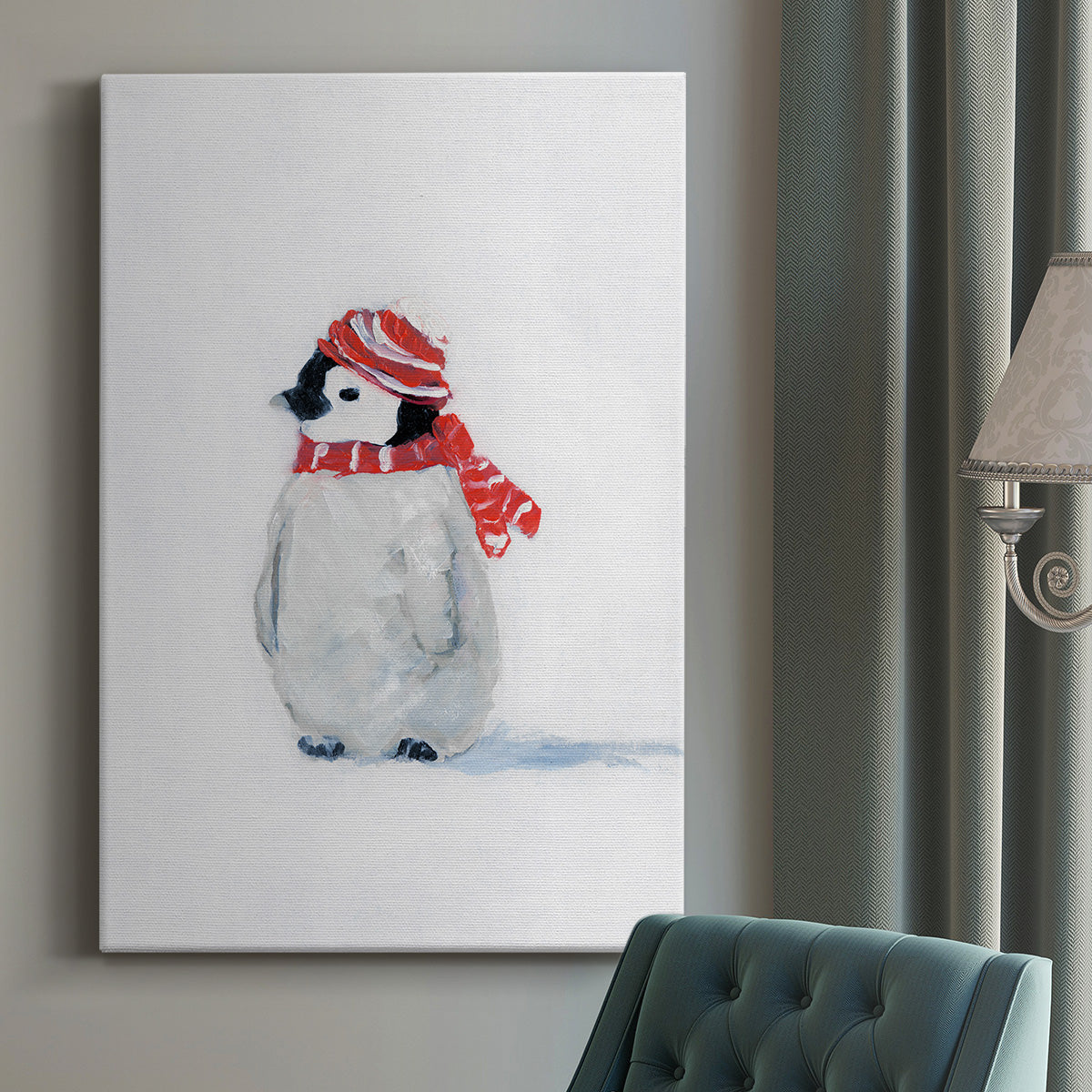 Penguin Play II Premium Gallery Wrapped Canvas - Ready to Hang