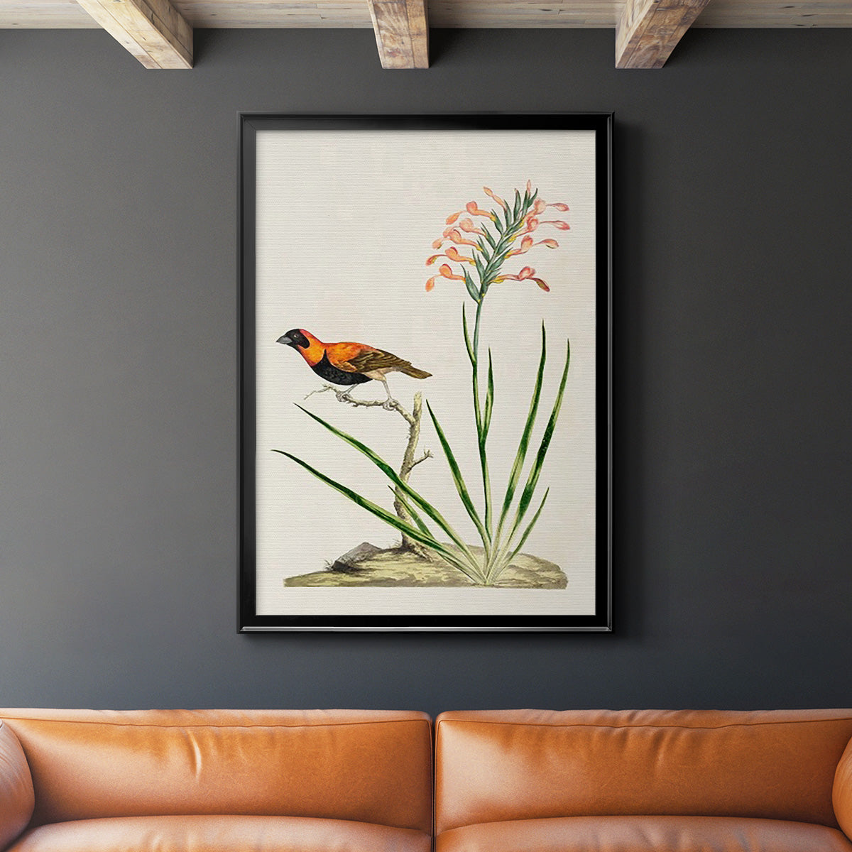 Bird in Habitat III - Modern Framed Canvas Print