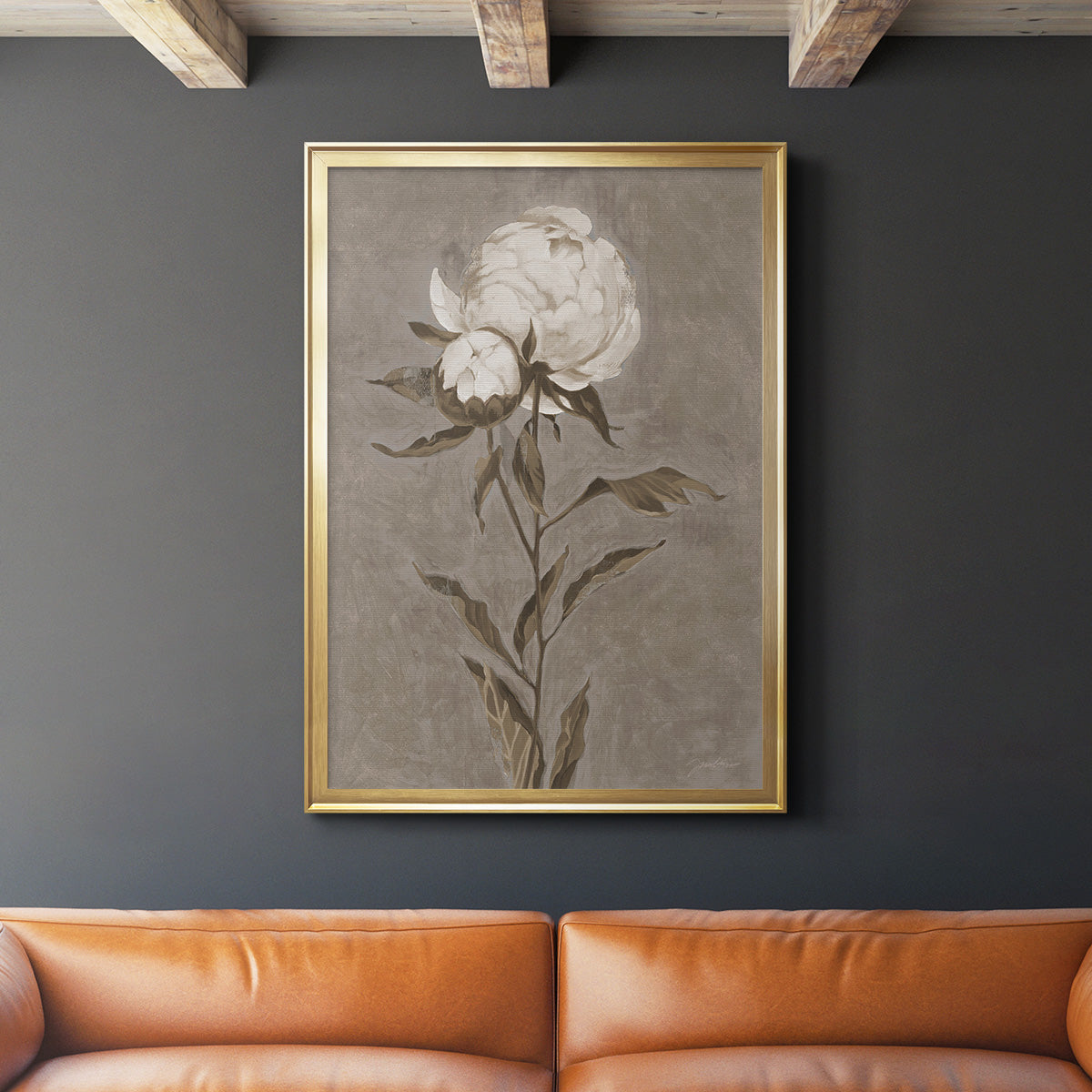 Pretty As A Peony II - Modern Framed Canvas Print