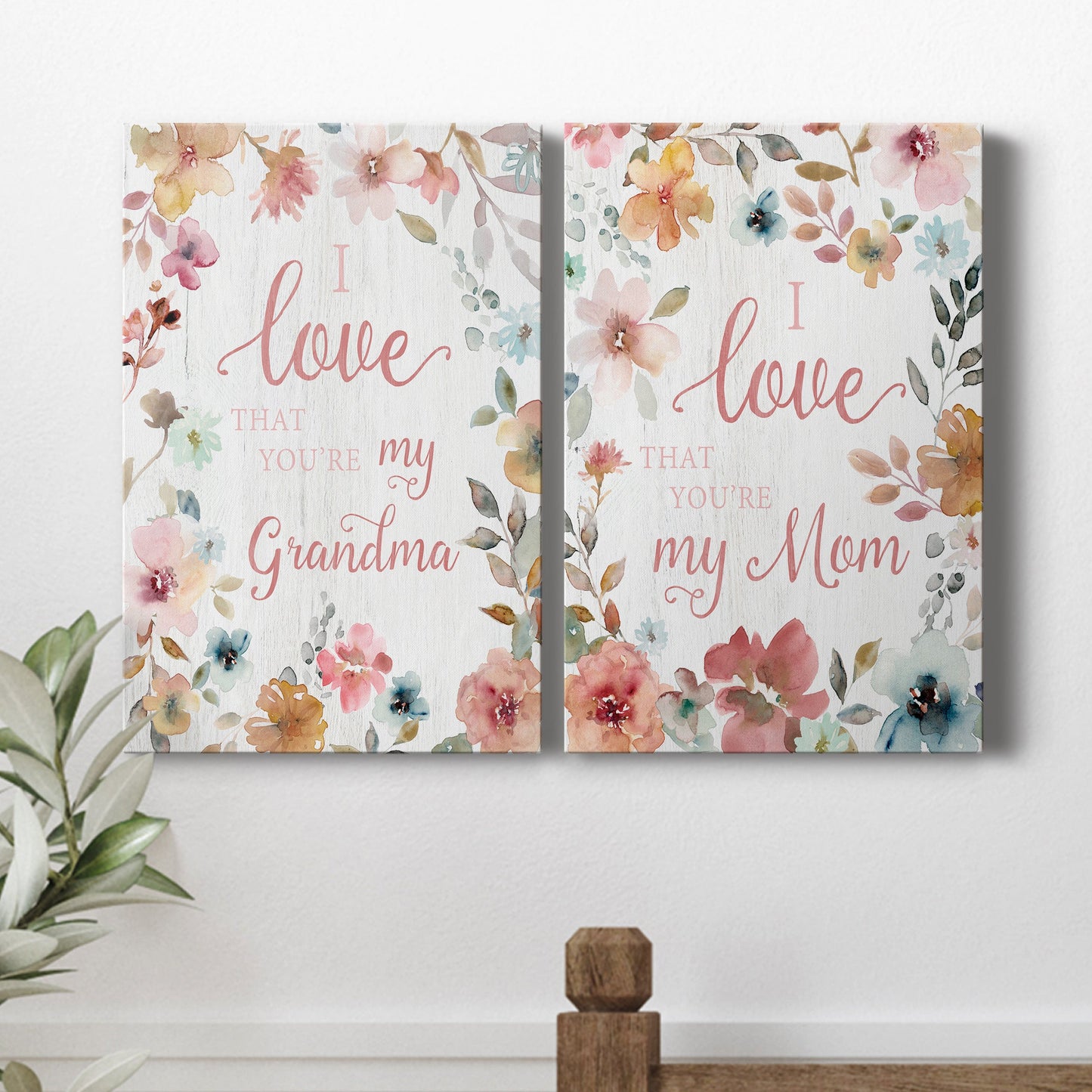 Love Grandma Premium Gallery Wrapped Canvas - Ready to Hang - Set of 2 - 8 x 12 Each