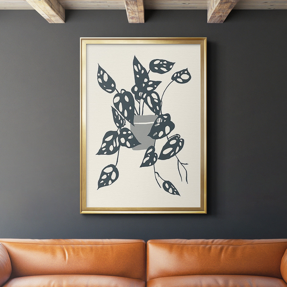 Growing Leaves IV - Modern Framed Canvas Print