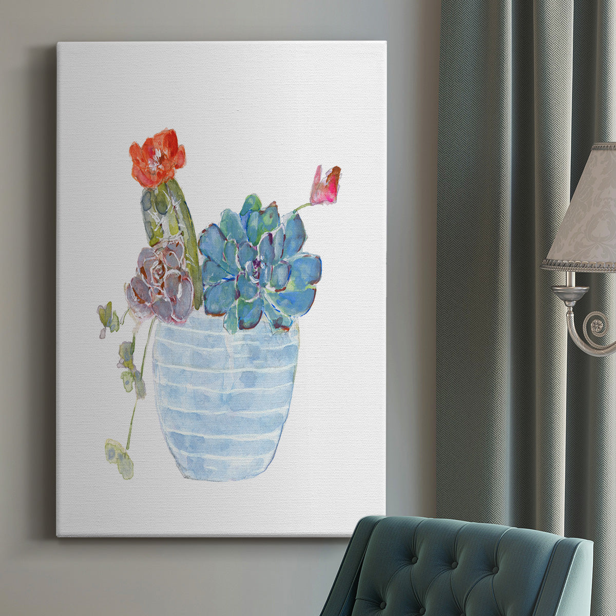 Cactus and Succulent Blooms I Premium Gallery Wrapped Canvas - Ready to Hang