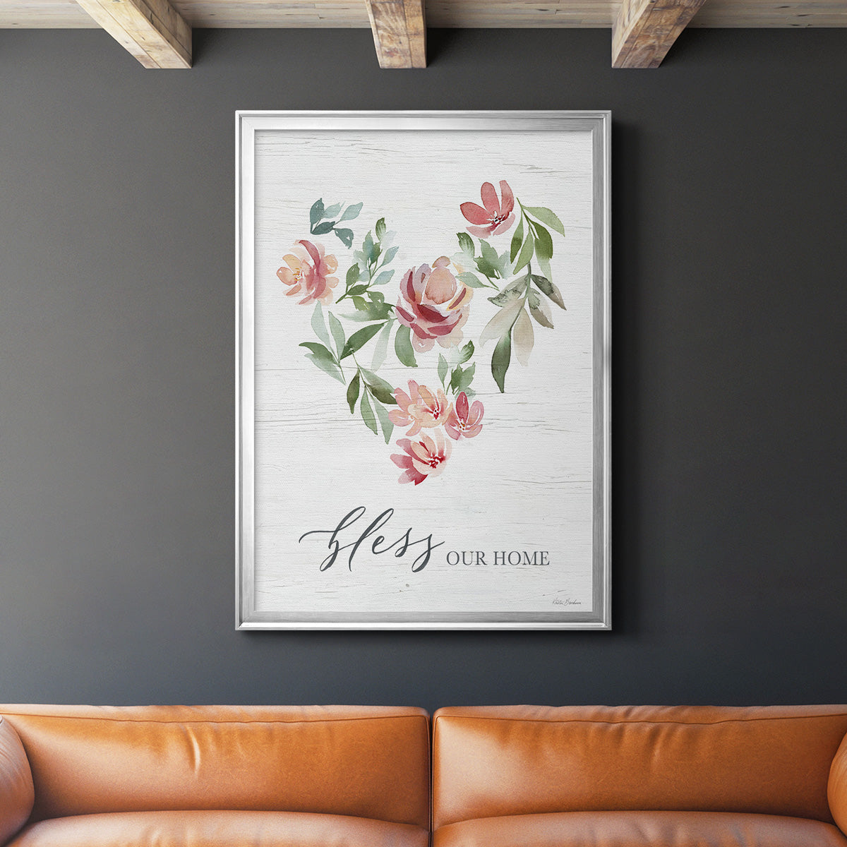 Paradise Floral Heart - Modern Framed Canvas Print