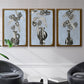 Graphic Flowers in Vase I - Framed Premium Gallery Wrapped Canvas L Frame 3 Piece Set - Ready to Hang