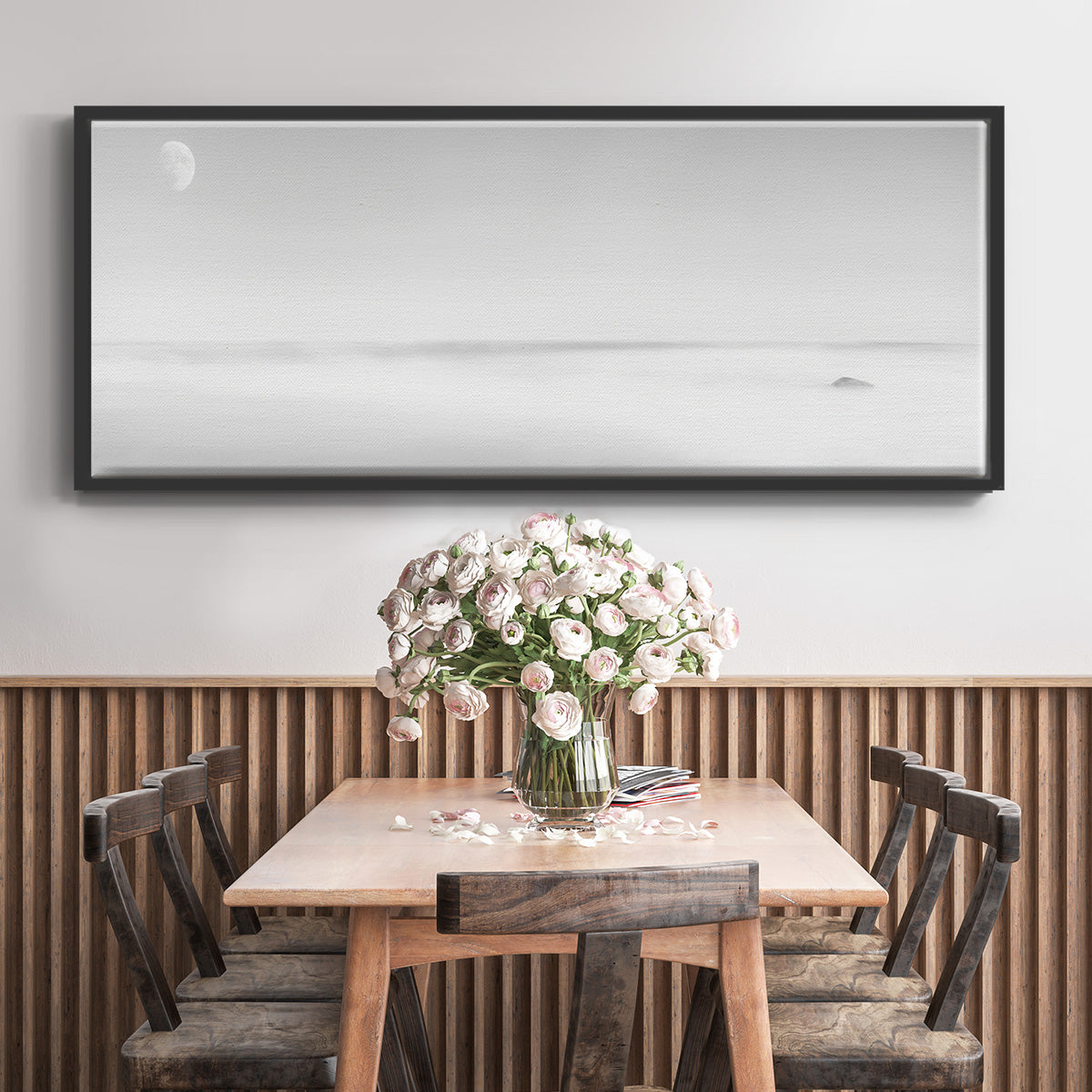 Black & White Water Panel XV - Floater Framed Canvas Print