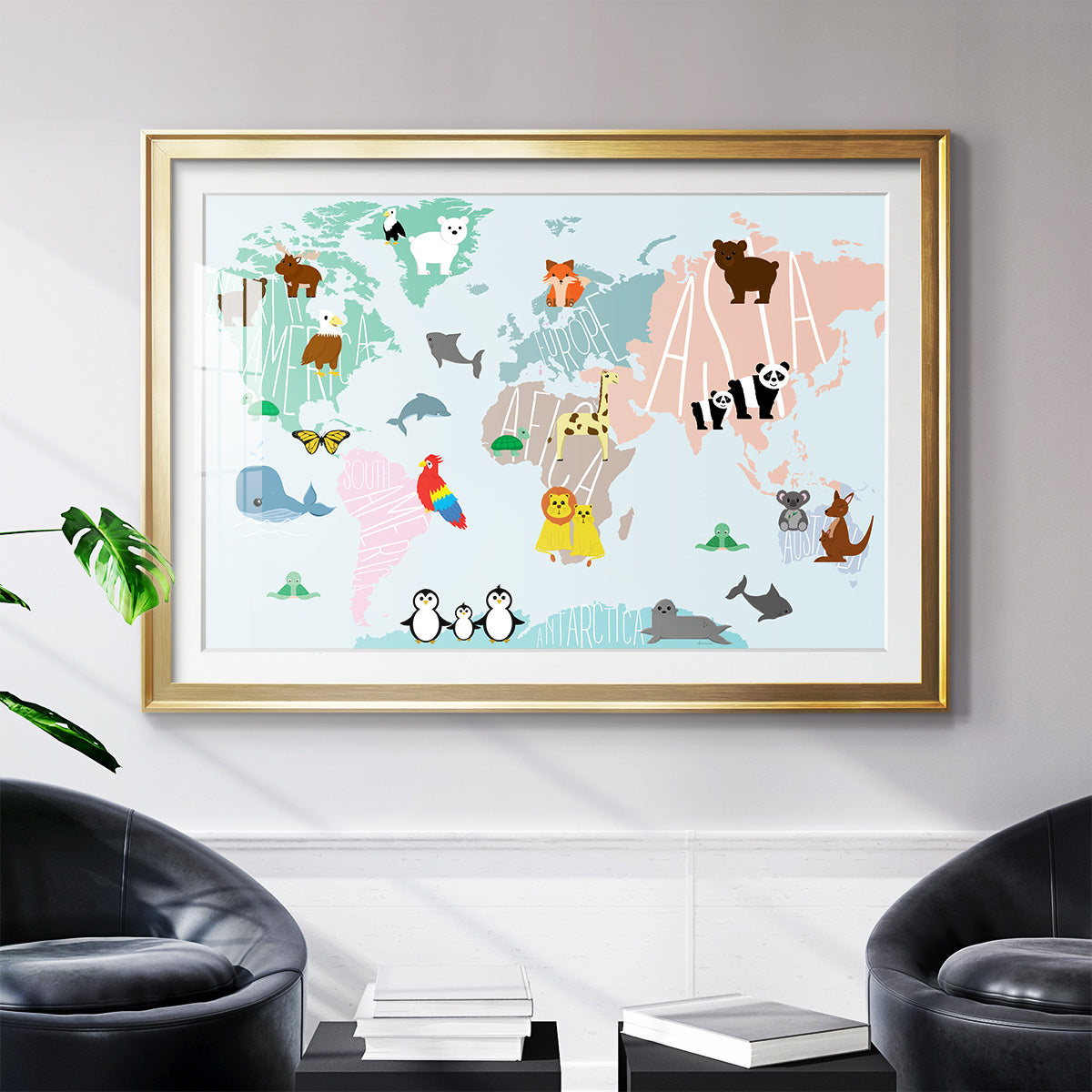 Animal Map - Modern Framed Art Print