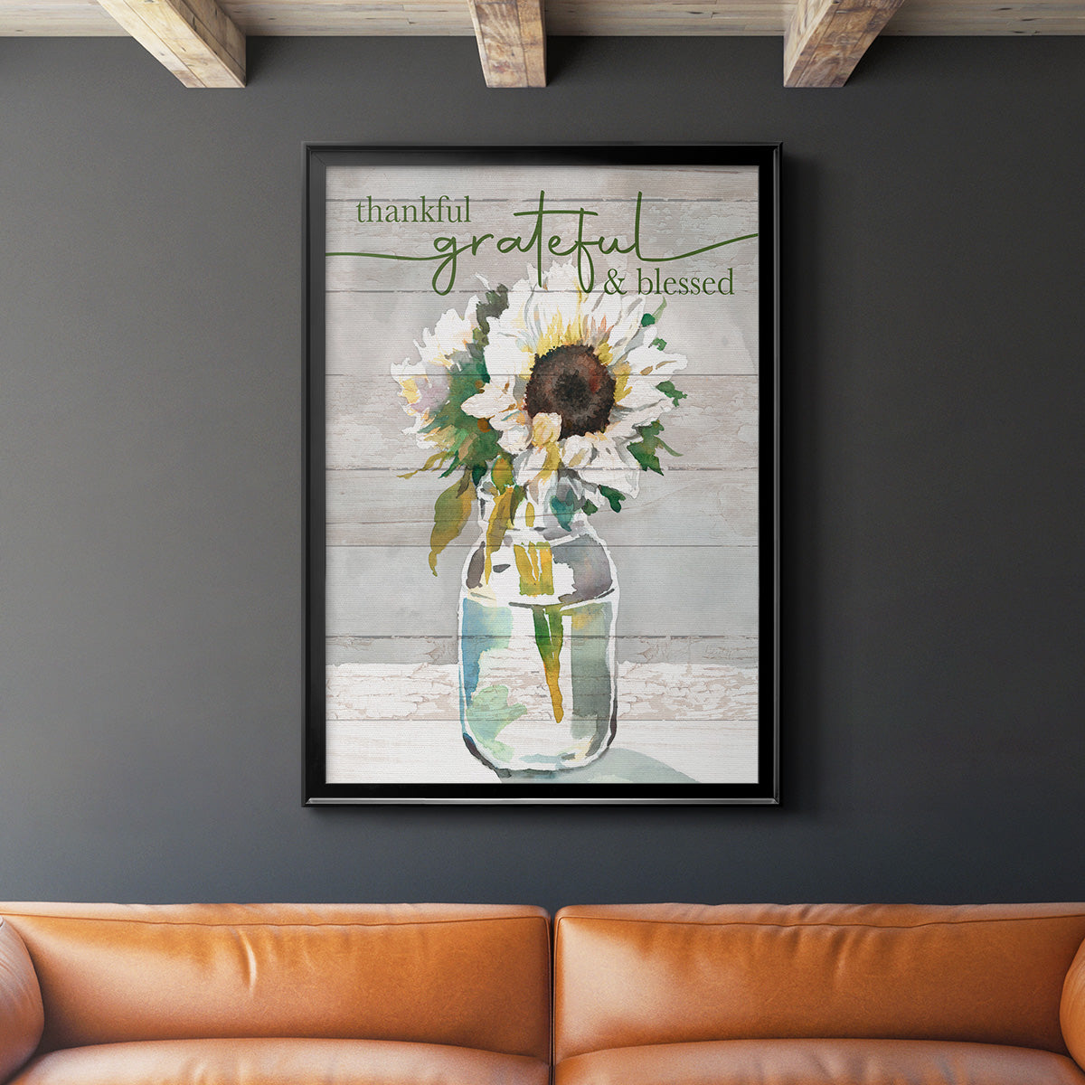 Thankful, Grateful, Blessed - Modern Framed Canvas Print