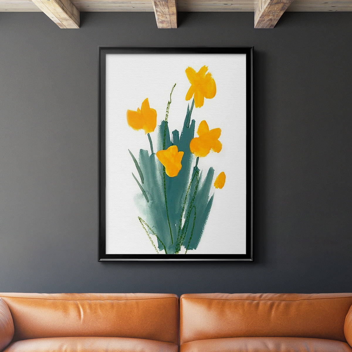 Daffodil Bunch II - Modern Framed Canvas Print