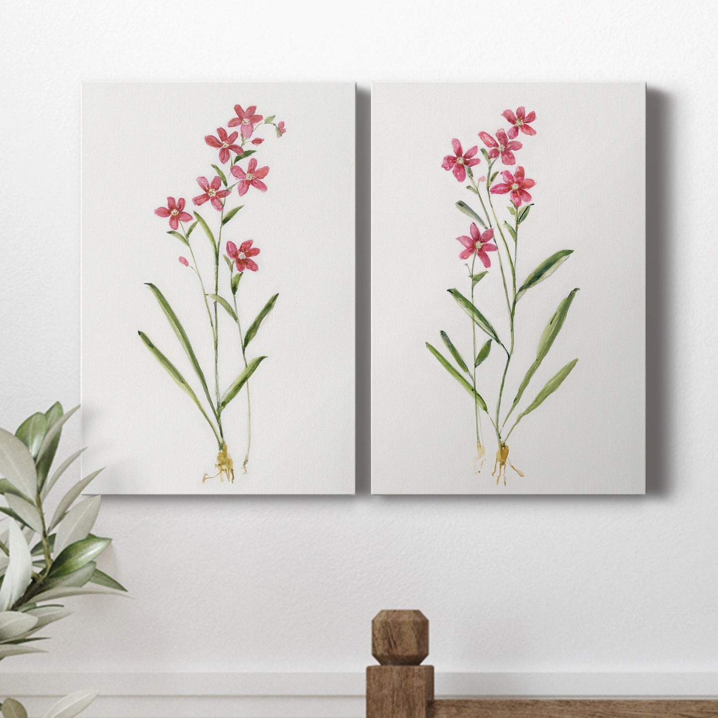 Delicate Pink I Premium Gallery Wrapped Canvas - Ready to Hang - Set of 2 - 8 x 12 Each