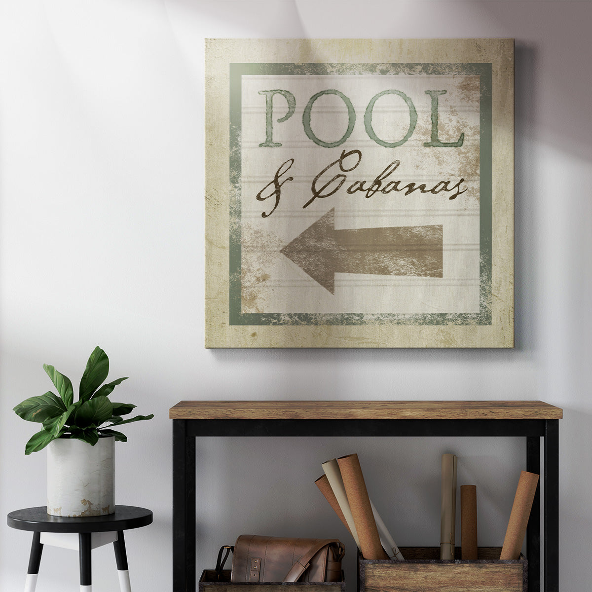 Beach Sign X-Premium Gallery Wrapped Canvas - Ready to Hang