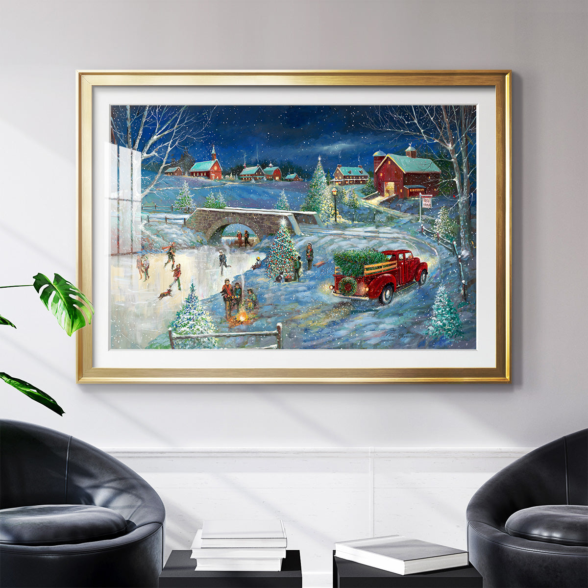 Warm Holiday Memories - Modern Framed Art Print