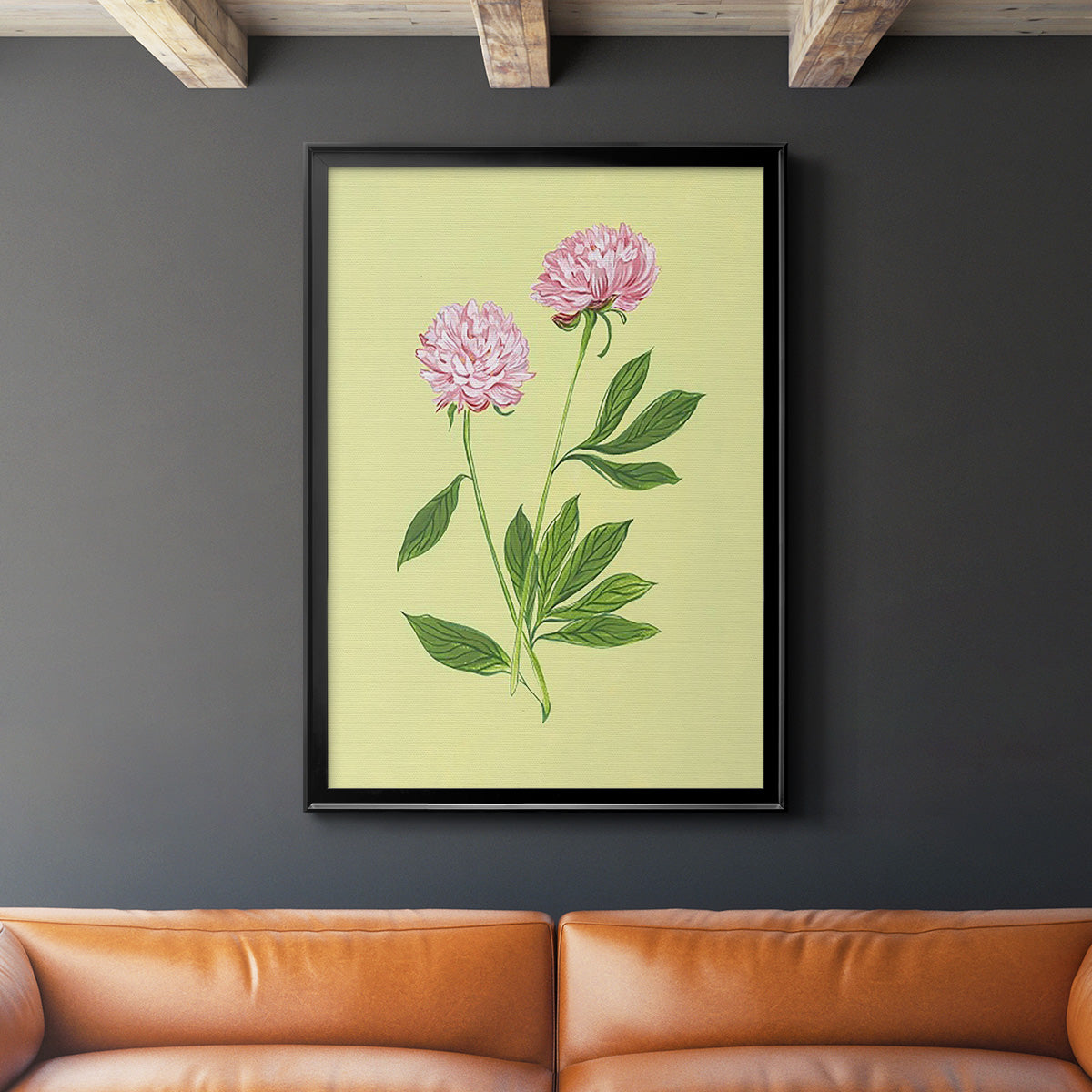 Peonies in Yellow II - Modern Framed Canvas Print