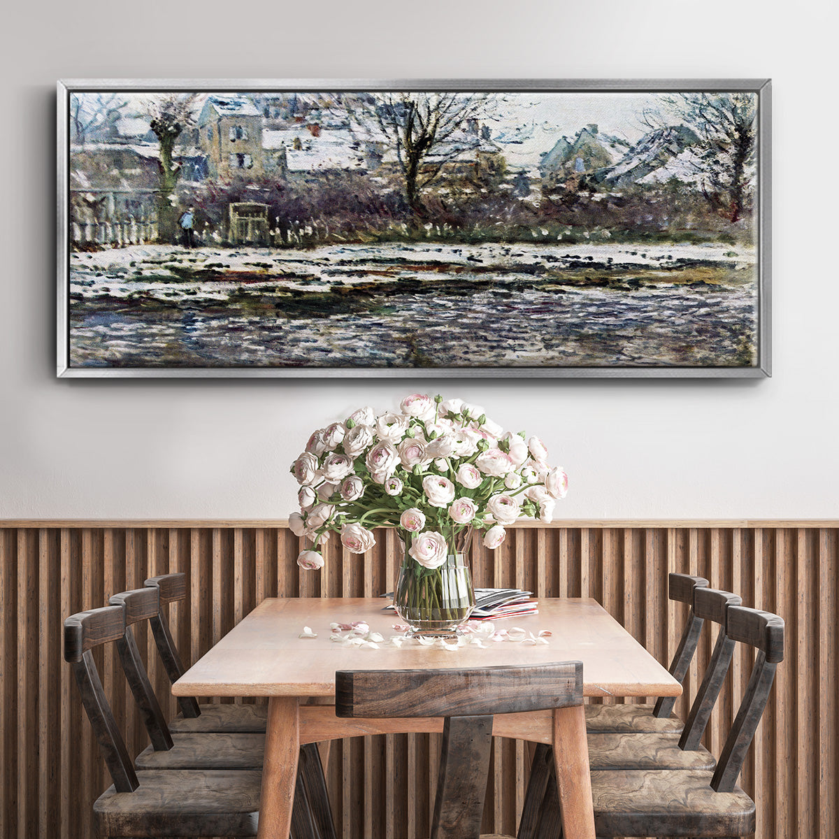 Snow in Vétheuil - Floater Framed Canvas Print
