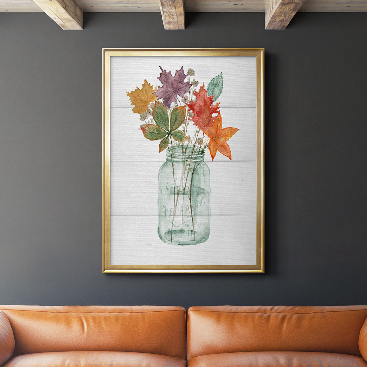 Harvest Home Leaves I - Modern Framed Canvas Print