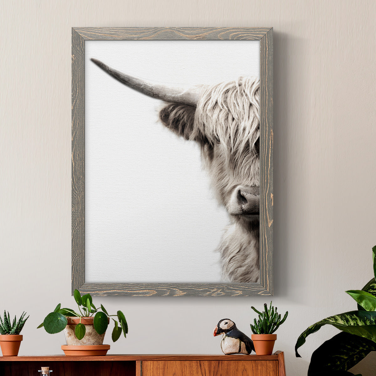 Highland Cattle - Premium Canvas Framed in Barnwood - Ready to Hang