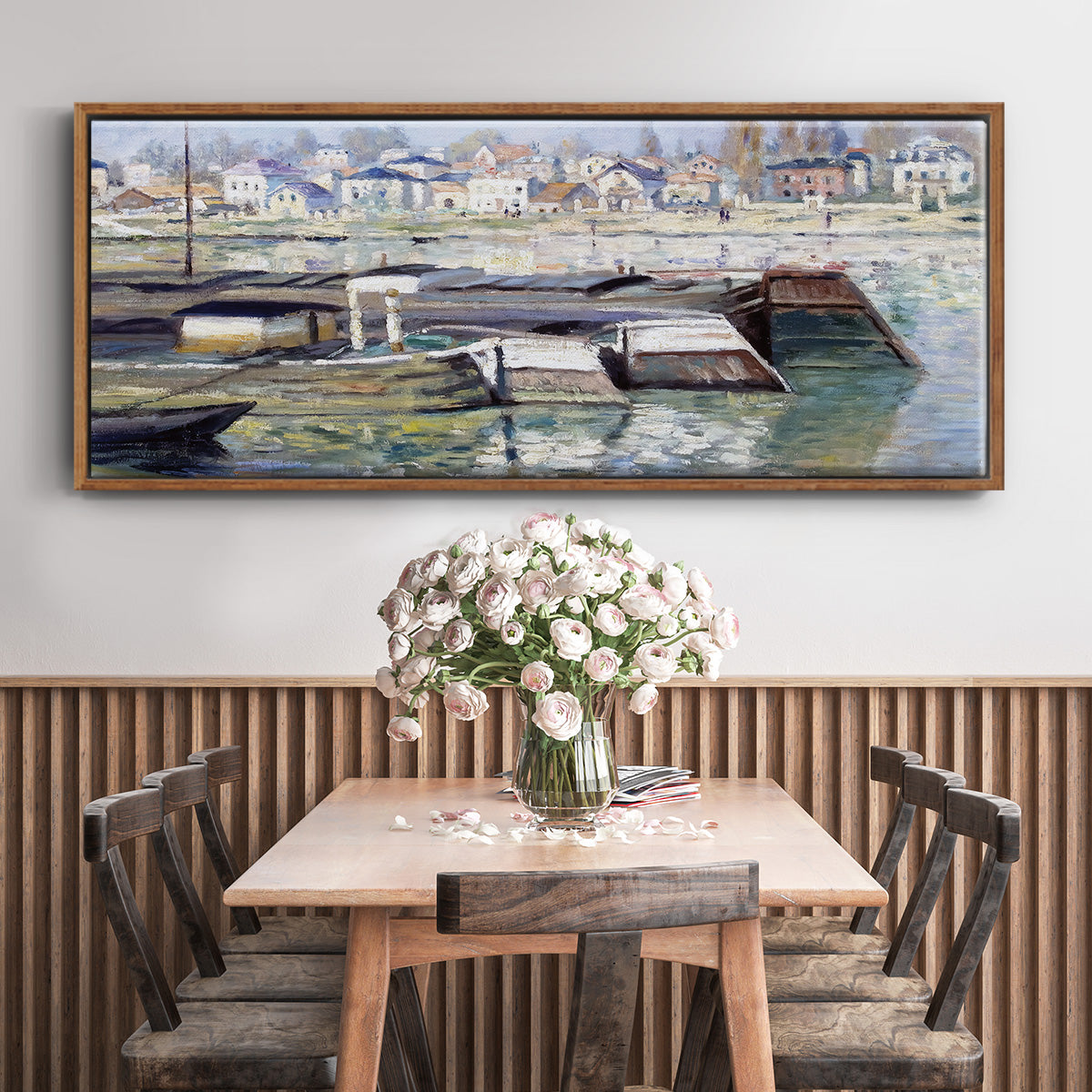 The Seine at Asnieres, 1873 - Floater Framed Canvas Print