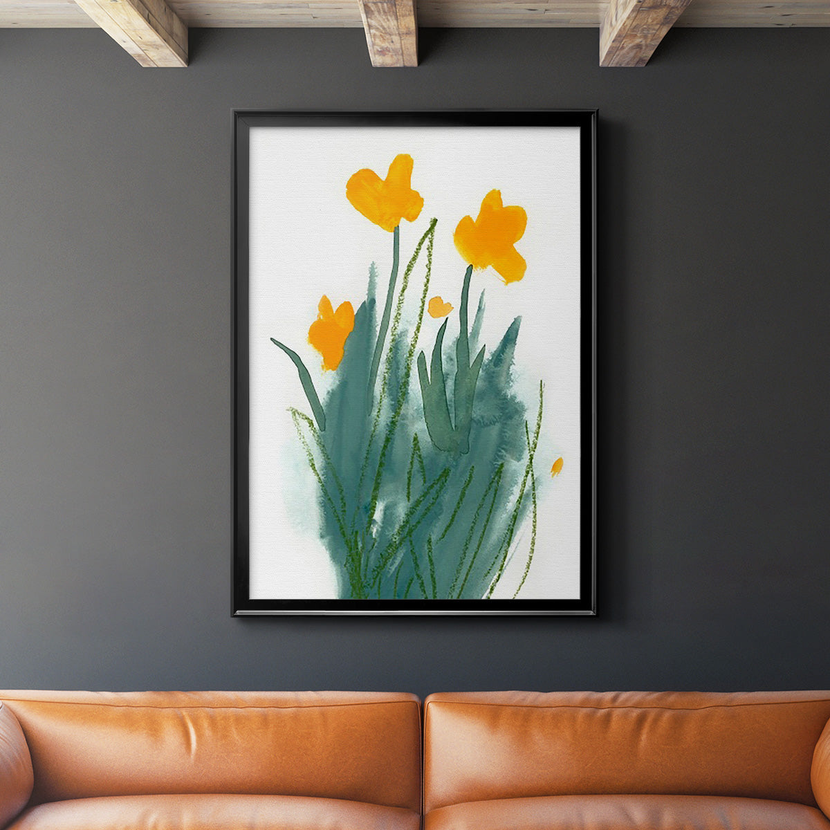 Daffodil Bunch I - Modern Framed Canvas Print