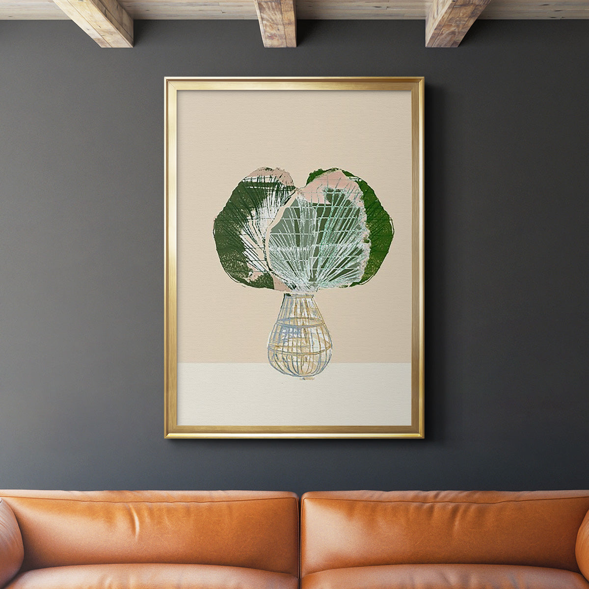 Woven Tropical Leaf I - Modern Framed Canvas Print