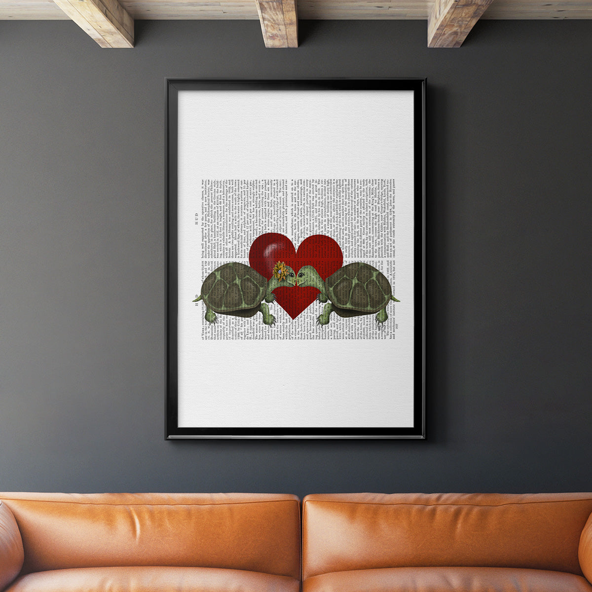 Turtle Kiss - Modern Framed Canvas Print