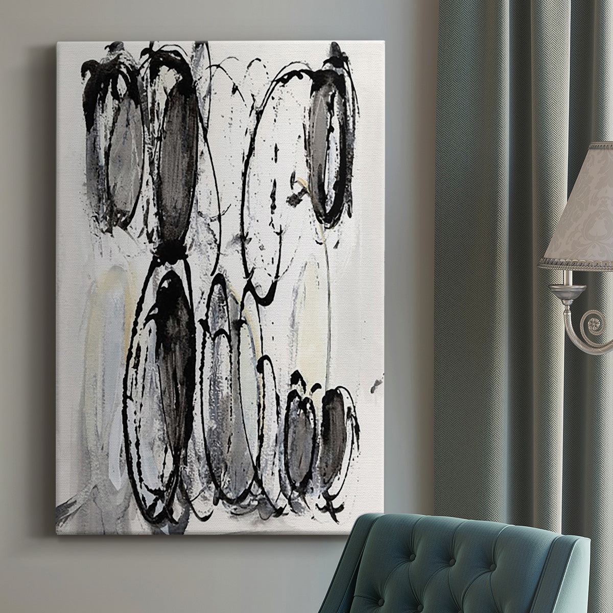 Grey Scribbles II Premium Gallery Wrapped Canvas - Ready to Hang