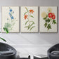 Flowers of the Seasons I - Framed Premium Gallery Wrapped Canvas L Frame 3 Piece Set - Ready to Hang