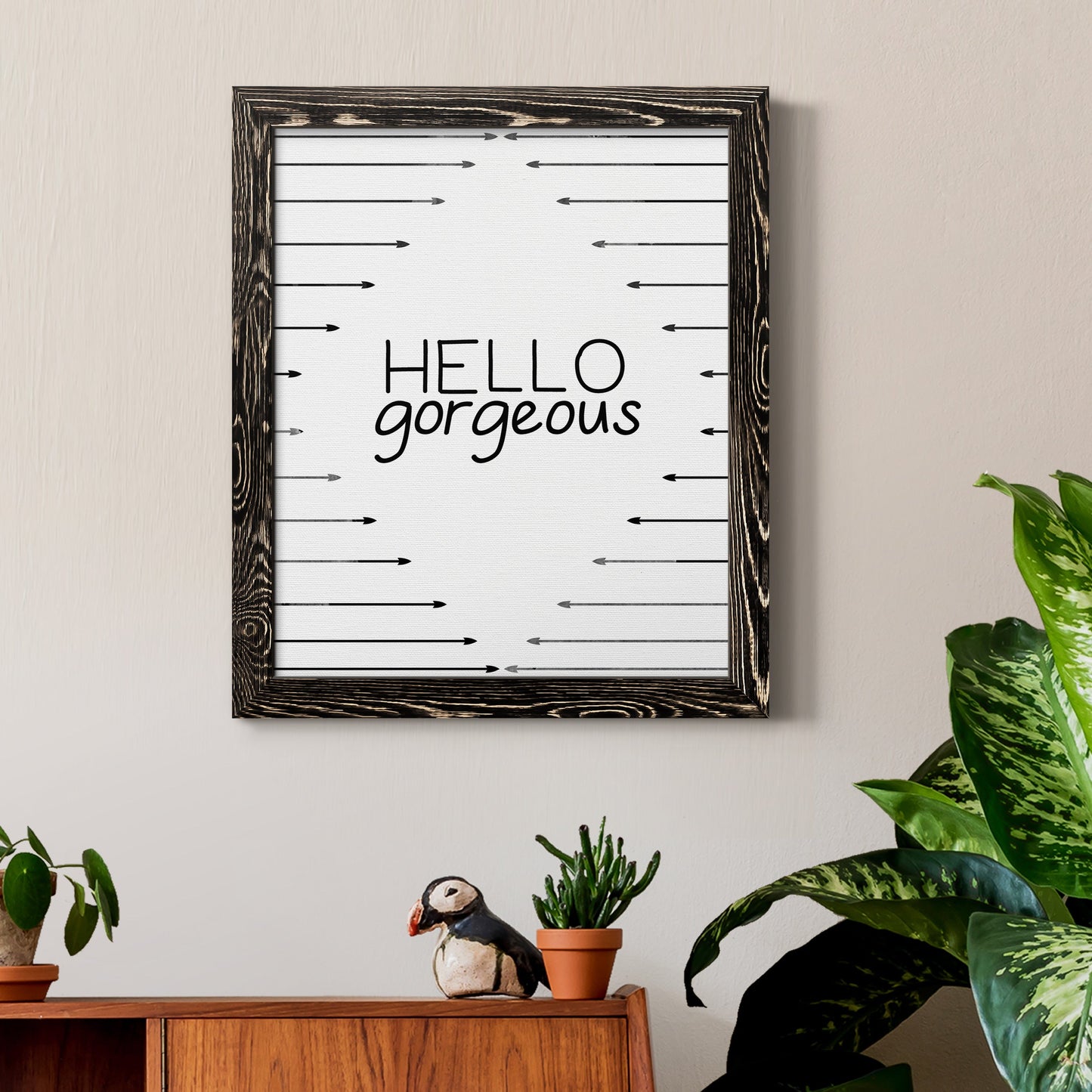 Hello Gorgeous - Premium Canvas Framed in Barnwood - Ready to Hang