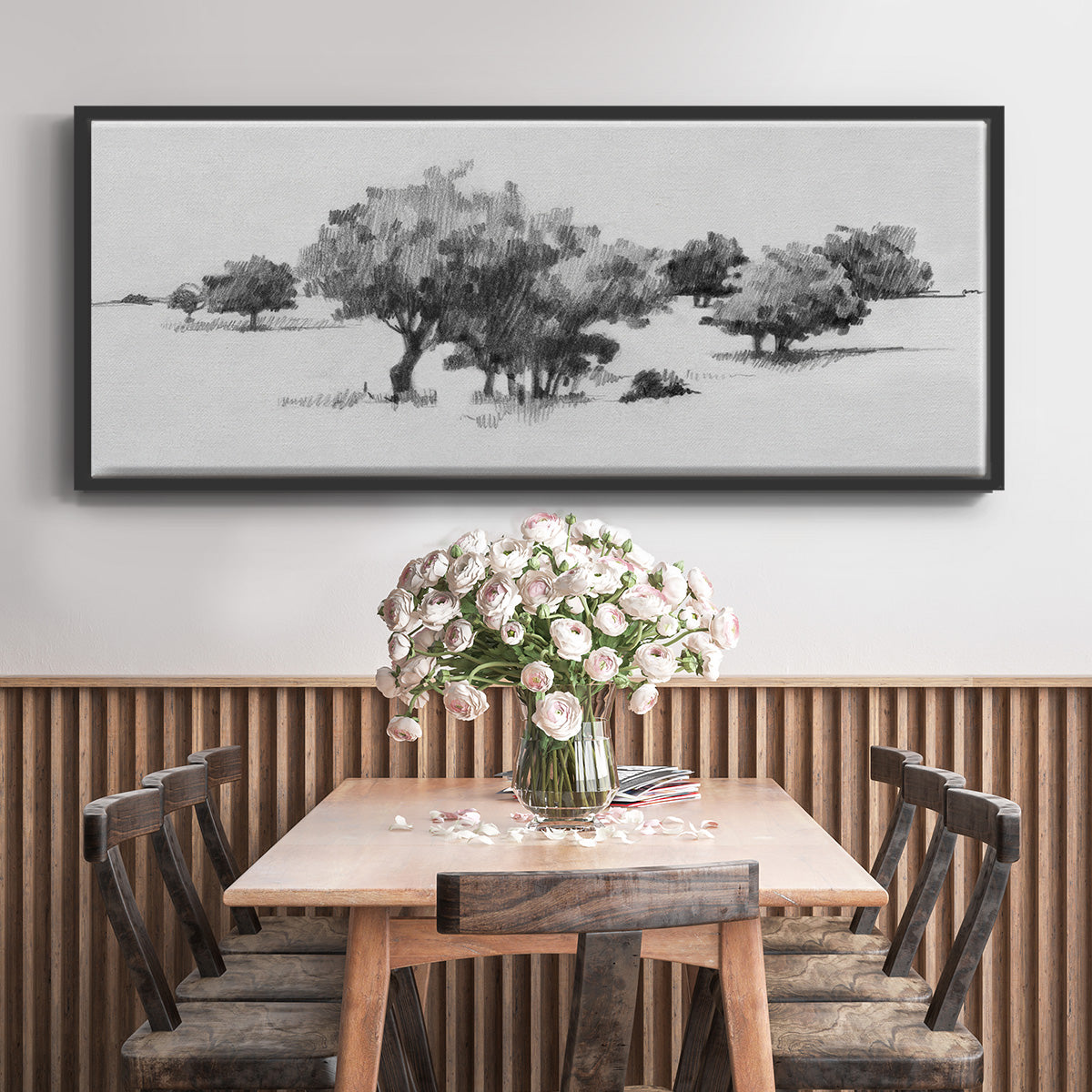 Treeline Sketch II - Floater Framed Canvas Print