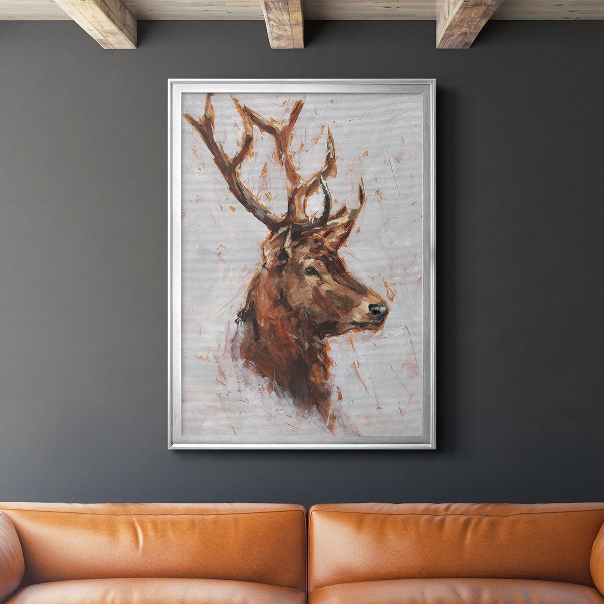 Stag Study II - Modern Framed Canvas Print