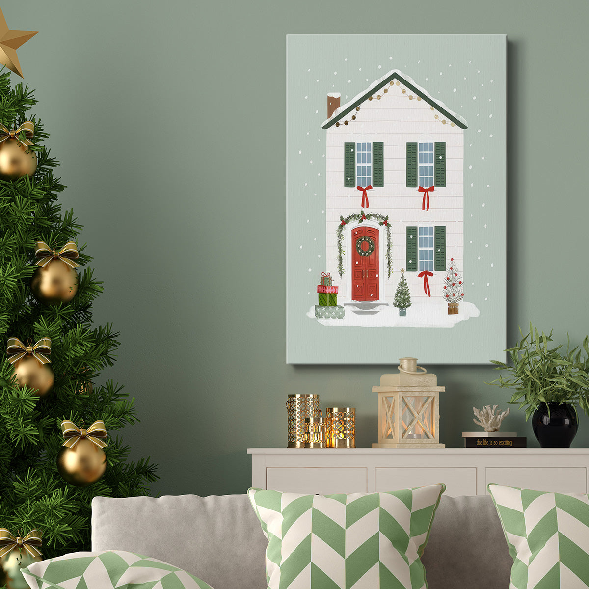 Festive Front Door III - Gallery Wrapped Canvas