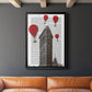 Flat Iron Building and Red Hot Air Balloons - Modern Framed Canvas Print