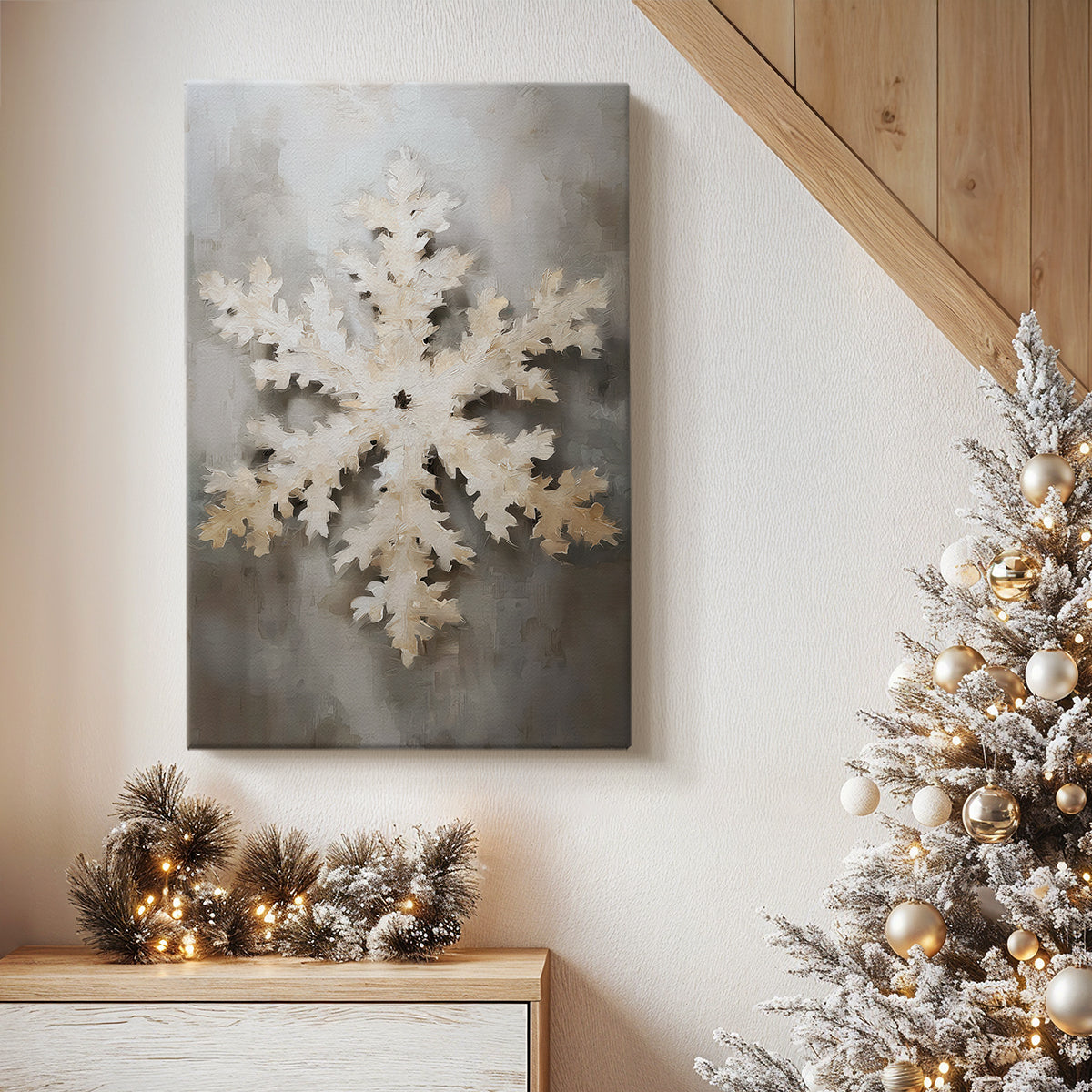 Soft Linen Icicles Whisper - Canvas Art Print
