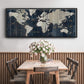 Old World Map Blue - Floater Framed Canvas Print