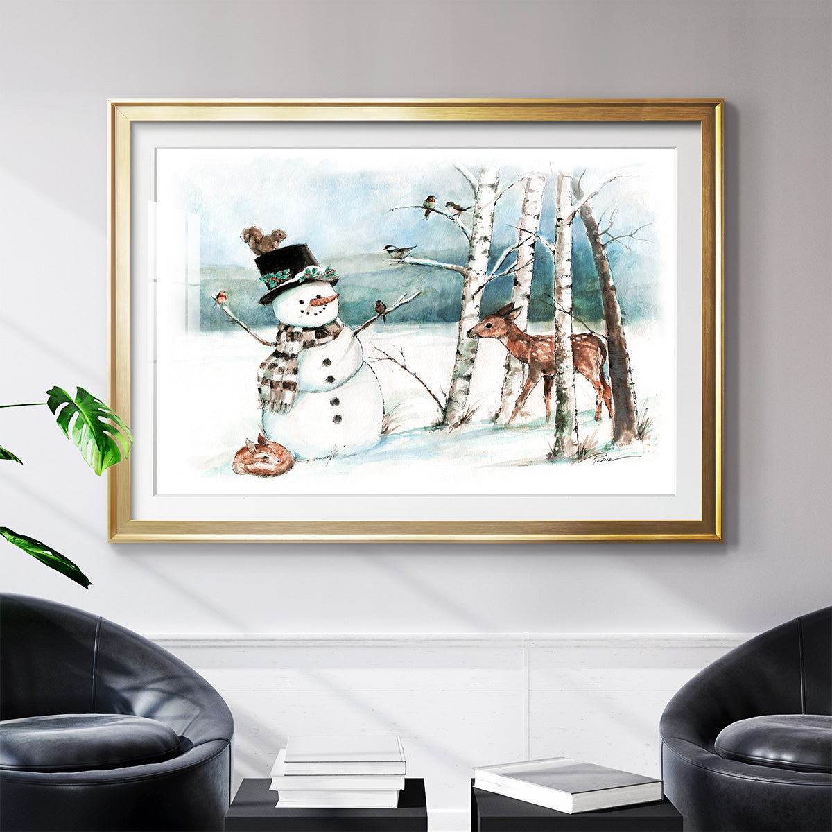 Snow Friends - Modern Framed Art Print