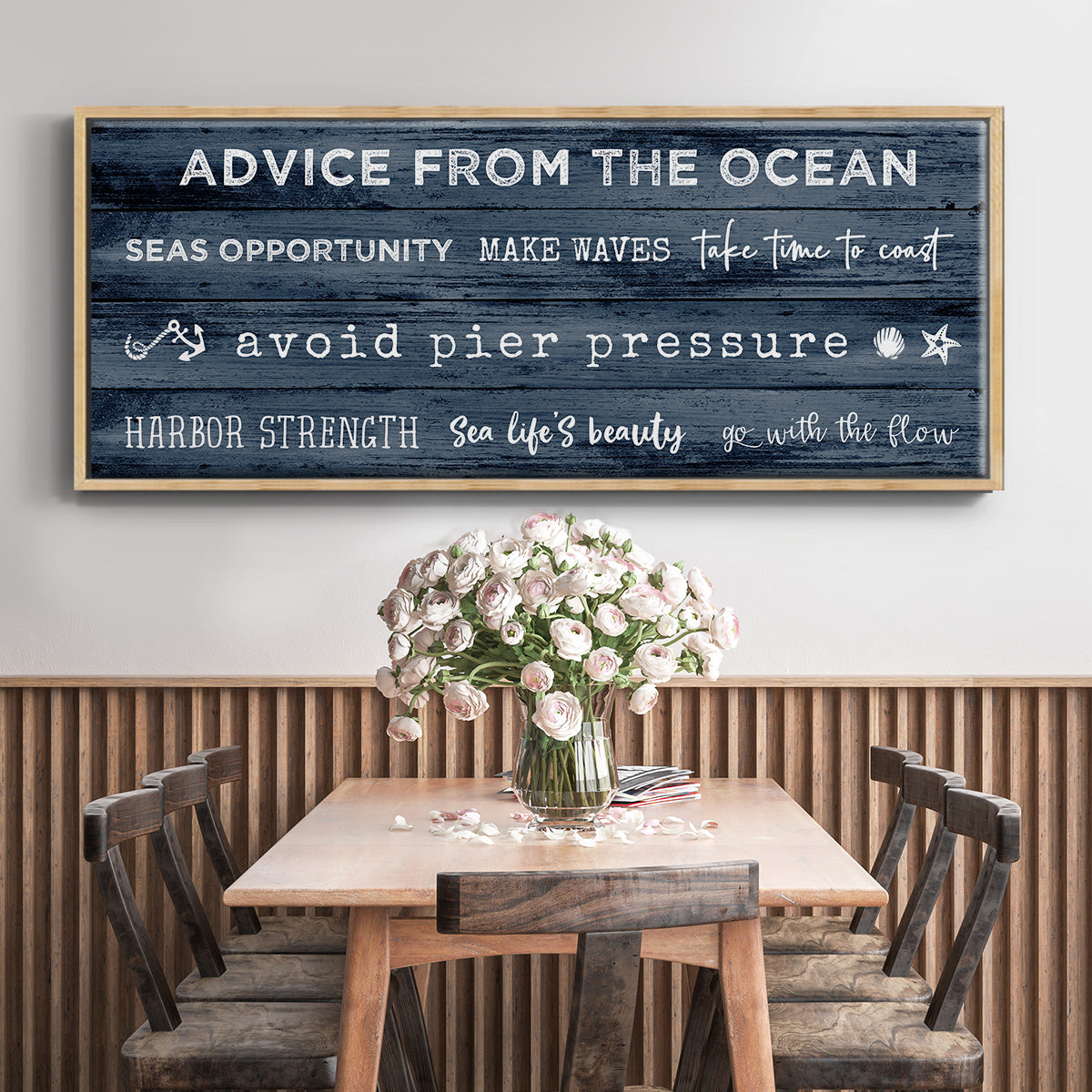 Navy Ocean - Floater Framed Canvas Print