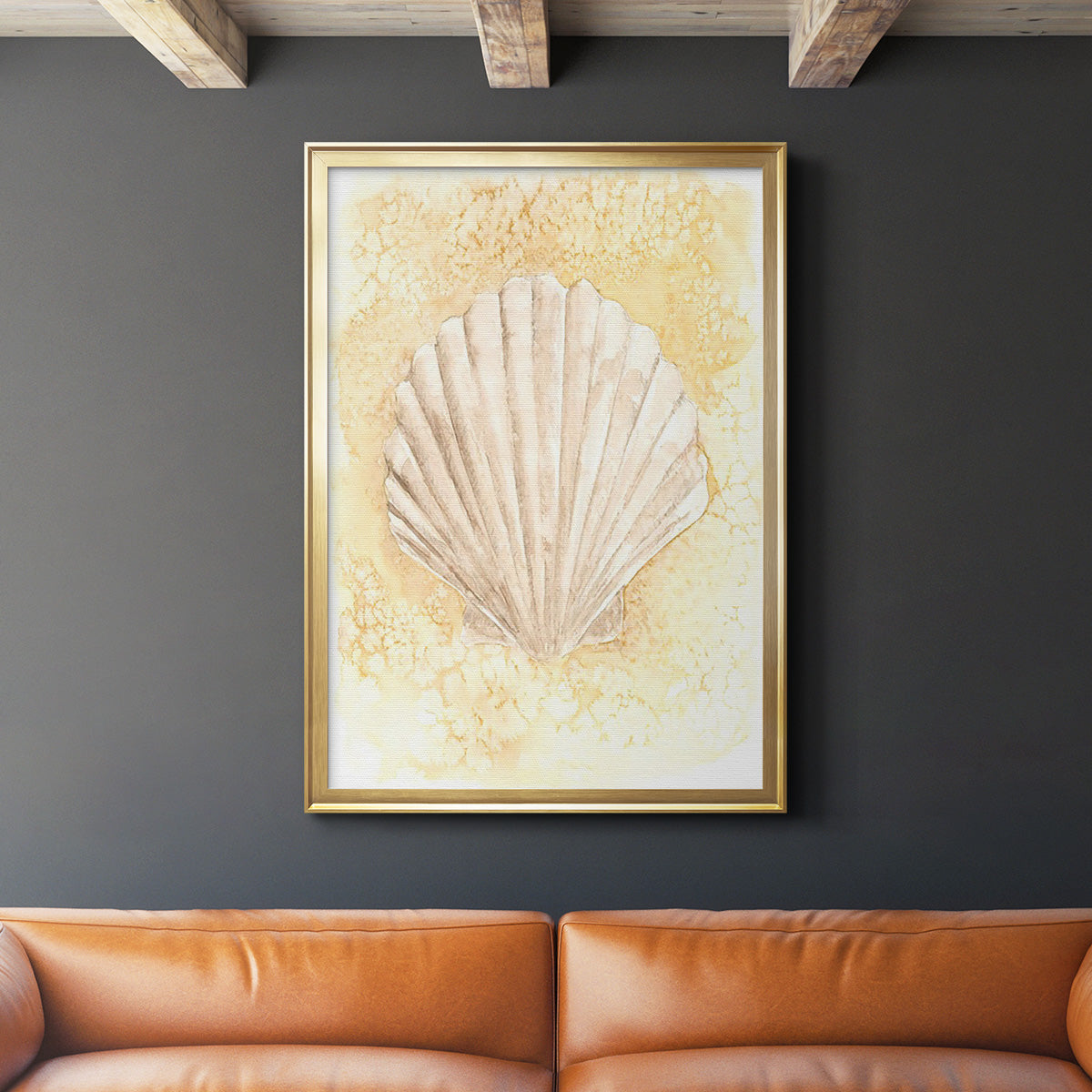 Salty Seashell II - Modern Framed Canvas Print