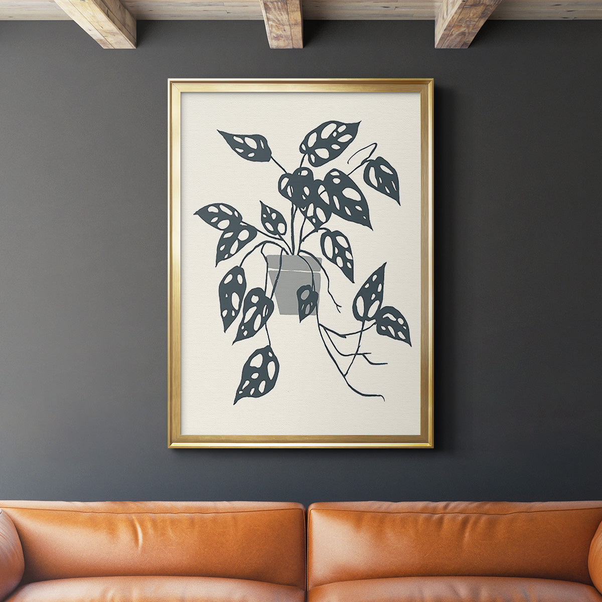 Growing Leaves I - Modern Framed Canvas Print
