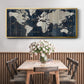 Old World Map Blue - Floater Framed Canvas Print